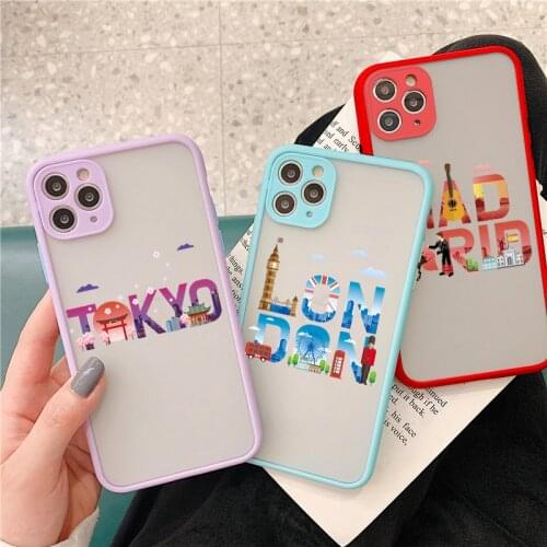 World City Travel Label Phone Case for iphone X XS MAX XR 6s 7 8 plus SE 2020 11 12 Pro Max New York Paris Rome Hard Back Cover