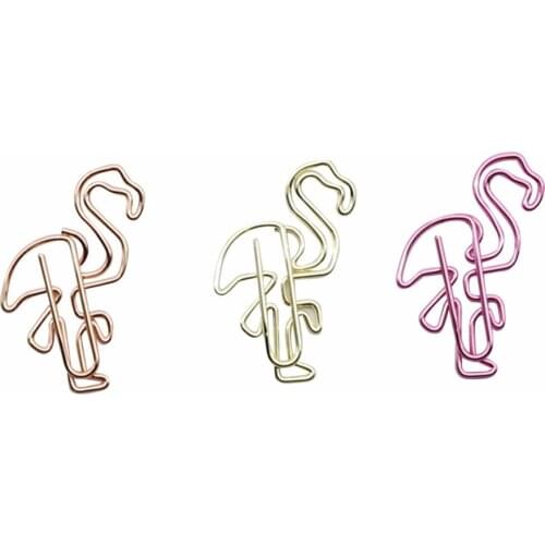 Hot Sale New Metal Rose Gold Or Gold Flamingo Ticket holder Bookmarks Paper Clip Novelty Office Supplies 5 pcs/lot