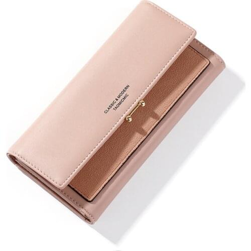 Long Leather Women Wallet Fashion Patchwork Phone Pocket Card Holder Coin Purse Larg Capacity Wallets Clutch Bag Female Pueses