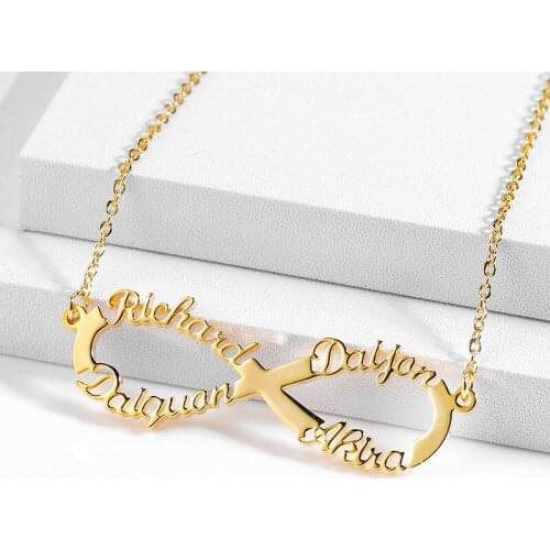 Personalized Infinity Name Necklace Gold Stainless Steel Necklace for Women Choker Custom Pendant Jewelry Friend Gifts