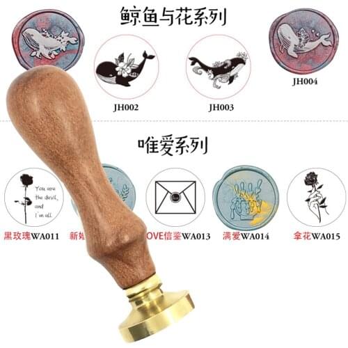 Whale flower love wax seal Metal head wood handle,Scrapbooking wax copper stamp,league DIY gift ancient seal stamp High Quality
