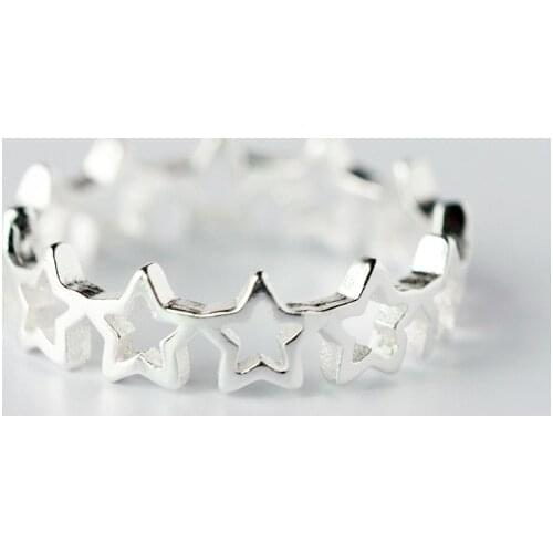 New Silver Color Rings for Women Star Rings Fashion Wedding Adjustable Size Rings