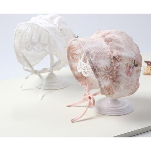 Lace Princess Baby Girl Hat Summer Lace Flower Baby Bonnet Cap Newborn Photography Props