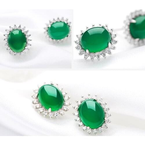 Fashion Green Chalcedony Earrings for women