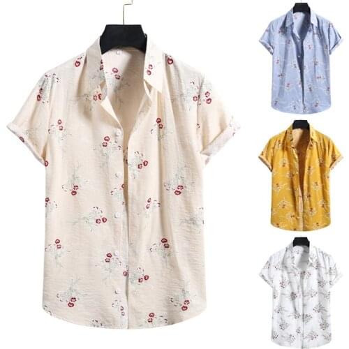 Mens Hawaiian Shirt Fashion Casual Button Hawaii flower Print Beach Short Sleeve Quick Dry Top Blouse hot sales