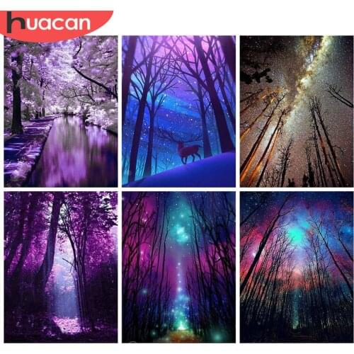 HUACAN 5D DIY Diamond Painting Kit Tree Full Square Diamond Embroidery Cross Stitch Landscape Wall Art Craft Kit