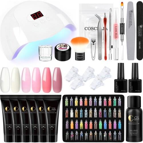 Nail Set Poly Nail Gel Set With 36W UV LED Lamp Nail Extension Glitter Builder Gel Polish For Nail Art Design Manicure Set