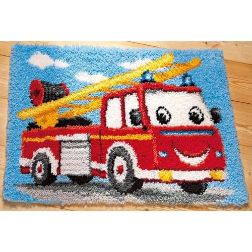 Latch Hook Rug Kit DIY Unfinished Crocheting Yarn Mat Latch Hook Rug Kit Pillows Carpet Set Cartoon Car Threads for embroidery