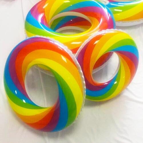 Inflatable Rainbow Swimming Ring for Girls 2-14 Years Pool Float Baby Swimming Circle Water Wheel Pool Party Toys