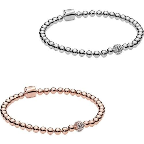Pans new rose gold 925 sterling studded bracelet DIY mothers Day 520 gift to girlfriend
