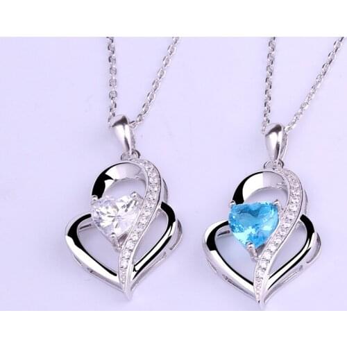 VAN12 new style Real Women Stud Pendant Necklace Solid 925 Sterling Silver Gemstone Fine Jewelry