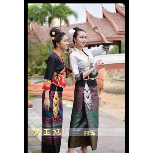 New Traditional Dai Thailand Laos Myanmar Costume womens suits retro water conservancy Festival life dress tv show costumes