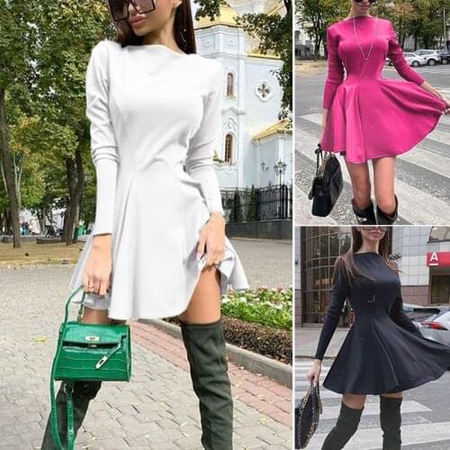 Autumn Winter Long Sleeve Mini Dress Women Zip Up Elegant Clothes Sexy Party Club Casual Outfits