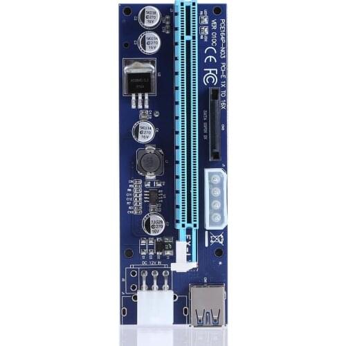 Pci-e Pci Express Riser Card 1x to 16x GPU USB 3.0 Extender Raiser X1 X16 Adapter SATA 6Pin Power Cable for BTC Mining Miner