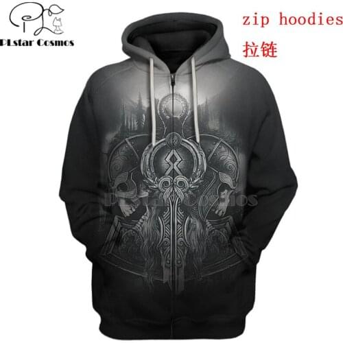 PLstar Cosmos Viking Warrior Tattoo Pullover Tracksuit casual 3D Print Zipper/Hoodie/Sweatshirt/Jacket/Mens Women