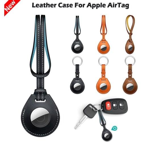 Luxurious Shockproof Protective Case For Apple AirTag Leather Locator Tracker Hangable Key Ring Charm Luggage Tag Bag Charm Loop