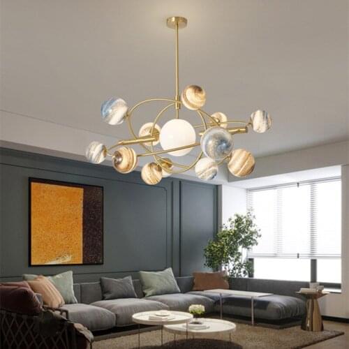 Nordic Modern Novelty Design Round Glass Universe Earth Shape Pendant Lights Creative art planet Pendant Lamp for Living Room