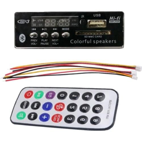 USB Bluetooth MP3 Decoder Board Hands-free MP3 Player Integrated Module with Remote Control USB FM Aux Radio for Car