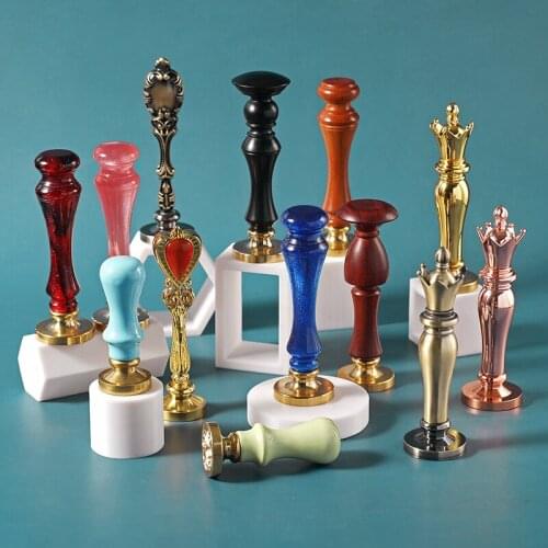 Wax Seal Seal Metal Gilded Wand Handle Retro Crystal Antique Seal Wax Scrapbook Seal Head Wedding Seal Handle DIY Craft