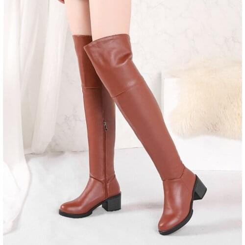 Over The Knee Thigh Female Booties Womens High Boots Round Toe High Botas Platform Shoes For Woman 2021 Women Shoes Designer