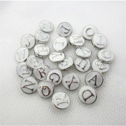 26pcs/lot White A-Z Alphabet Snaps Button 12mm Interchangeable Snap Button Jewelry DIY Bracelets&Bangles Ginger charms