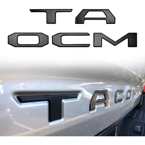 3D Raised Tailgate Insert Letters Emblem for Toyota Tacoma 2016-2019 Emblem Inserts (Matte Black)
