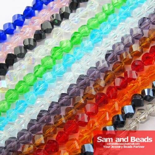 4mm Twist Faceted Glass Crystal Spacer Beads For Jewelry Making 17Colors In Total Free Shipping CB05