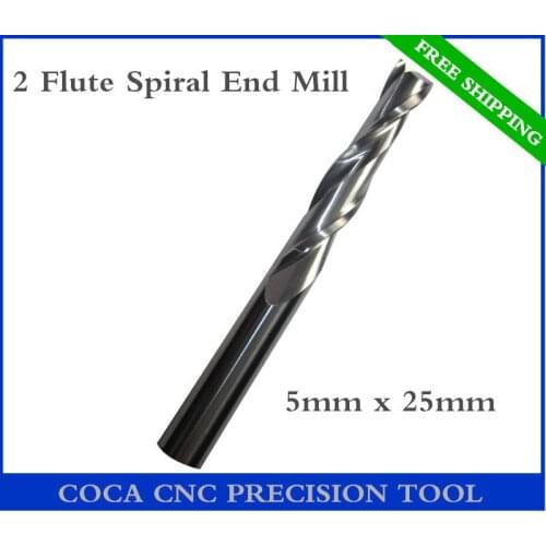 5mm*25mm,Freeshipping CNC Solid carbide woodworking insert router bit,Tungsten end mill,2 flute Spiral end milling,MDF,acrylic