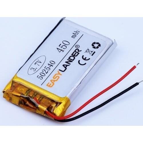 502540 3.7V 450mAh Rechargeable Lithium Li Polymer Battery For GPS PSP PDA MP3 MP4 MP5 Bluetooth Headset Speaker 052540