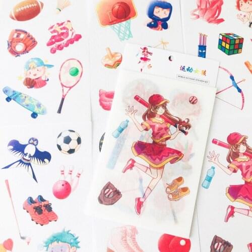 6 Sheets/Pack Sports Girl Diary Decorative Stickers Album Notebook Hand Account Decor