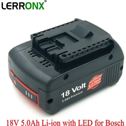 BAT609 5.0Ah 18V Li ion Replacement Rechargeable Battery for Bosch Cordless Power Tools BAT622 BAT619G BAT618 BAT621 GSR18V-LI