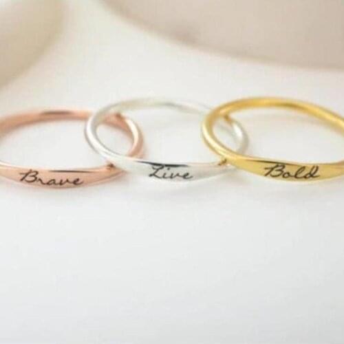 AurolaCo Fashionable Simple Private Custom Name Opening Gold-plated Ring Couple Jewelry