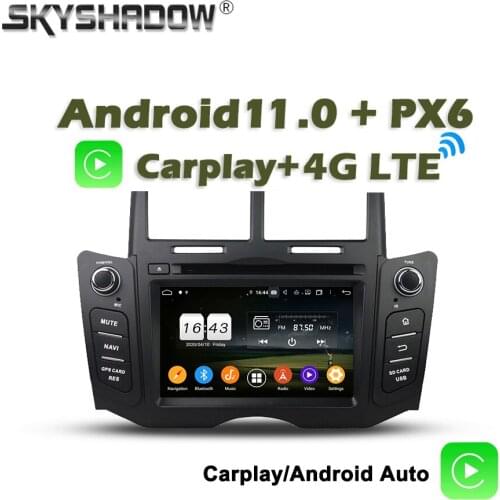 Carplay PX6 Car DVD Player DSP Android 10 4G + 64G Wifi Bluetooth 5.0 RDS Auto RADIO GPS For Toyota YARIS 2005 2006 - 2010 2011