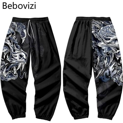 Hip Hop Dragon Print Sweatpants Men Multi Pocket Long Cargo Pant Harajuku Jogger Trousers Streetwear Pants Plus Size 4XL 5XL 6XL