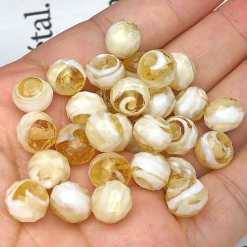 10/12mm Clear Yellow Murano Transparent Faceted Rondelle Flower Lampwork Crystal Glass Beads For Bracelet Making Diy Accessories