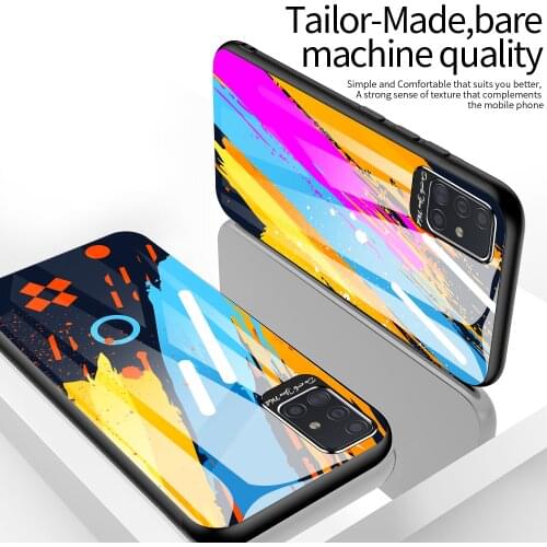 For Samsung Galaxy A51 A71 Case Fashion Hard Tempered glass protect Back Cover Case for samsung Galaxy A20 A30 A50 A30S A50S A70