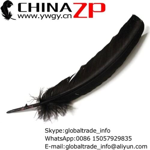 CHINAZP Factory Cheap Wholesale 500pcs/lot Graceful Natural Dyed Black Turkey Wing Feathers for Making Millinery