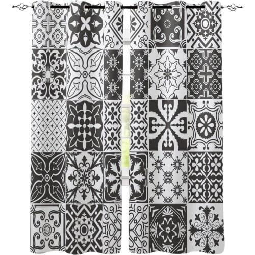 Flower Square Art Arabesque Window Interior Curtain Valance Door Room Drape for Kitchen Living Room Bedroom Decoration Curtains