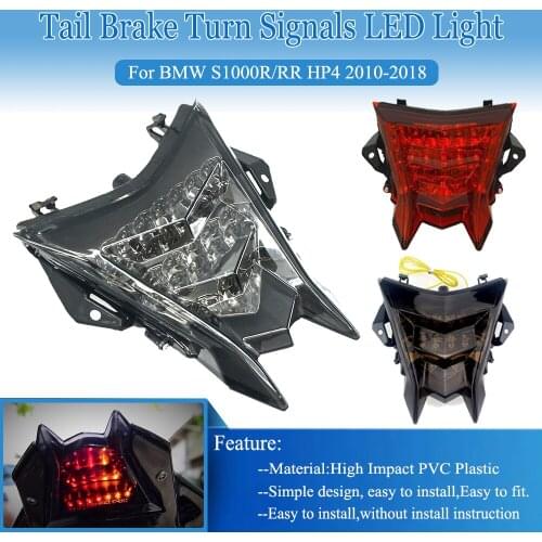 For BMW HP4 S1000RR S1000R S 1000 RR HP4 2010 2011 2012-2018 Rear Tail Light Brake Turn Signals Integrated LED Light Brakelight