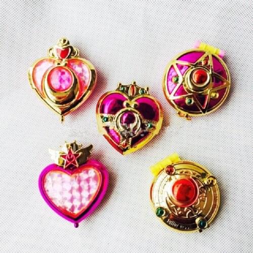 1pcs Salor Moon Anime Action Figure Cartoon Girls Make-up Cosmetic Mirror Transfiguration Magic Box Model PVC Cillection Toy New