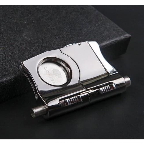 Metal Cigar Guillotine Cigar Cutter Sharp Stainless Steel Puro Cutter With 2 Sizes Cigar Punch Cut For COHIBA Cuba Cigar YJ551