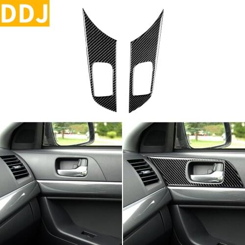 For Mitsubishi Lancer GT GTS ES DE 2008-2015 Carbon Fiber Rear Door Control Panel Sticker Handle Modified Trim Car Accessories