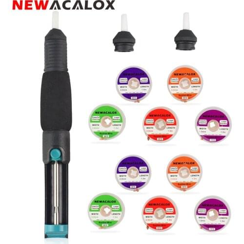 NEWACALOX 10Pcs 1.5/2.0/2.5/3.0/3.5mm Suction Tin Wire Desoldering Wire Desoldering Pump Solder Sucker for PCB Tin Remove