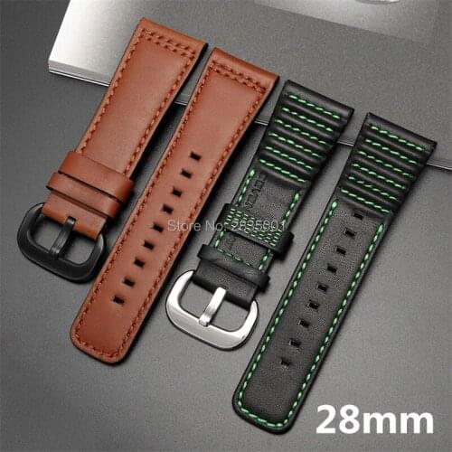 New Genuine Leather Watchband Black Brown Hand Stitching Calfskin Strap with Pin buckle for SevenFriday 28mm Free Shipping Men