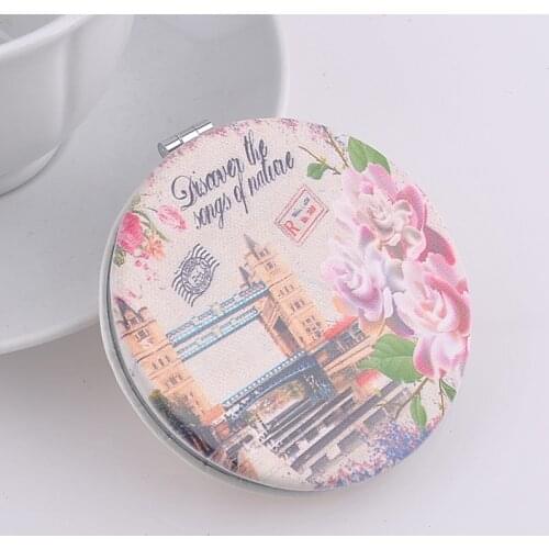 Creative PU leather mirror leather mirror Tower UK portable folding mirror mixed design round shape