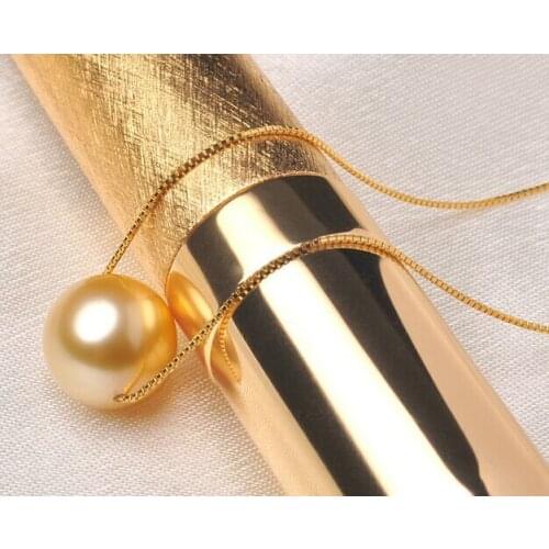 StunningAAA++++10- 11MM south sea natural round gold pearl necklace