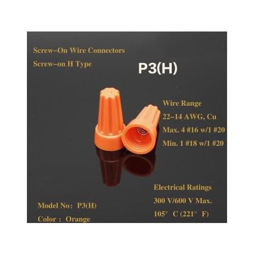 P3(H) RED Spike rotating wire closed terminal lugs press line cap screw-type terminal cap Pressure Line Cap Wire Connectors