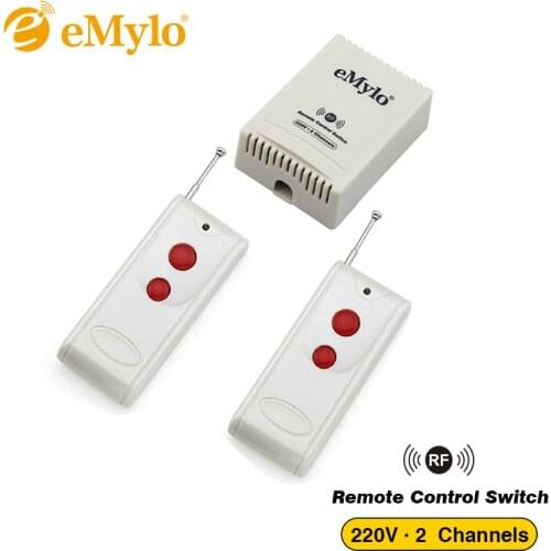 EMylo Switch AC 220V 1000W 10A 2-Channels Relay White Transmitter RF Smart Wireless Remote Control Switch 433Mhz For Light Motor