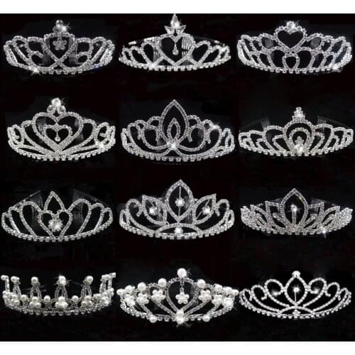 Luxury Fashion Tiara & Crown Princess Wedding Party Bridal Hair Jewelry Silver Color Girl Heart Crystal Pearl Prom Headband