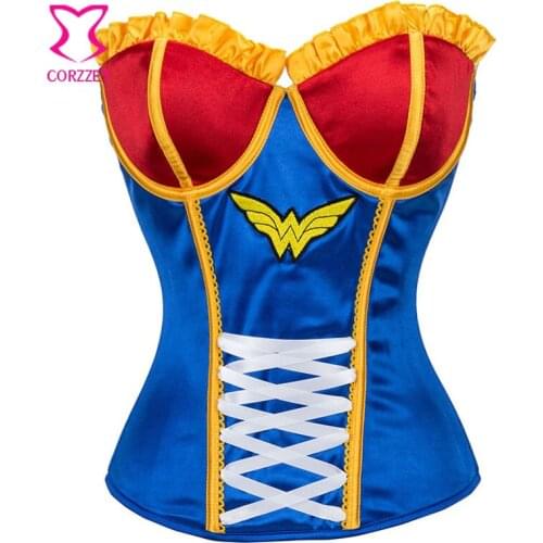 Blue/Red Push Up Cups Gothic Corsets And Bustiers Steampunk Clothing Korsett For Women Sexy Corset Lingerie Burlesque Costumes